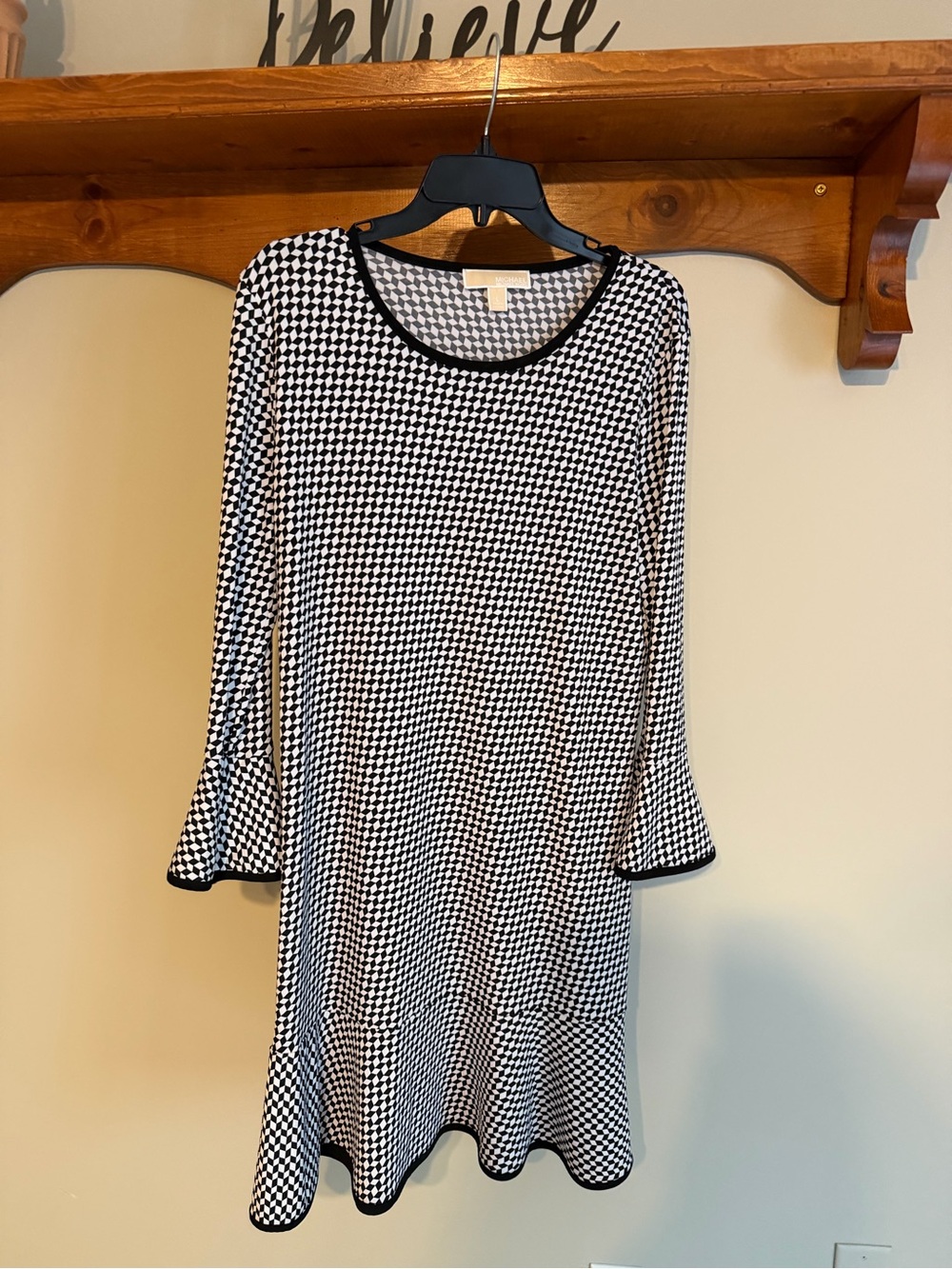 Michael Kors Black and White Geometric Knit Dress